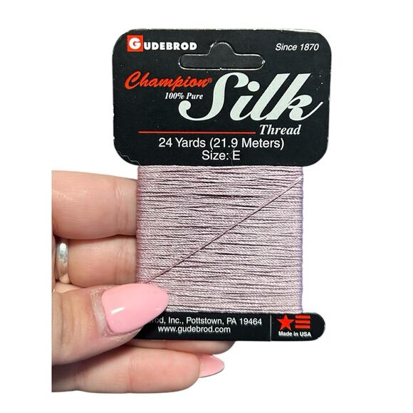 Gudebrod Other - Gudebrod Champion 100% Pure Silk Bead Cord SizeE 3Ply Lilac Discontinued USA